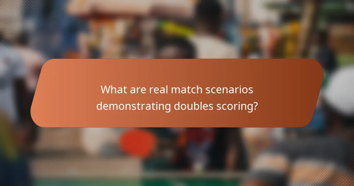 What are real match scenarios demonstrating doubles scoring?